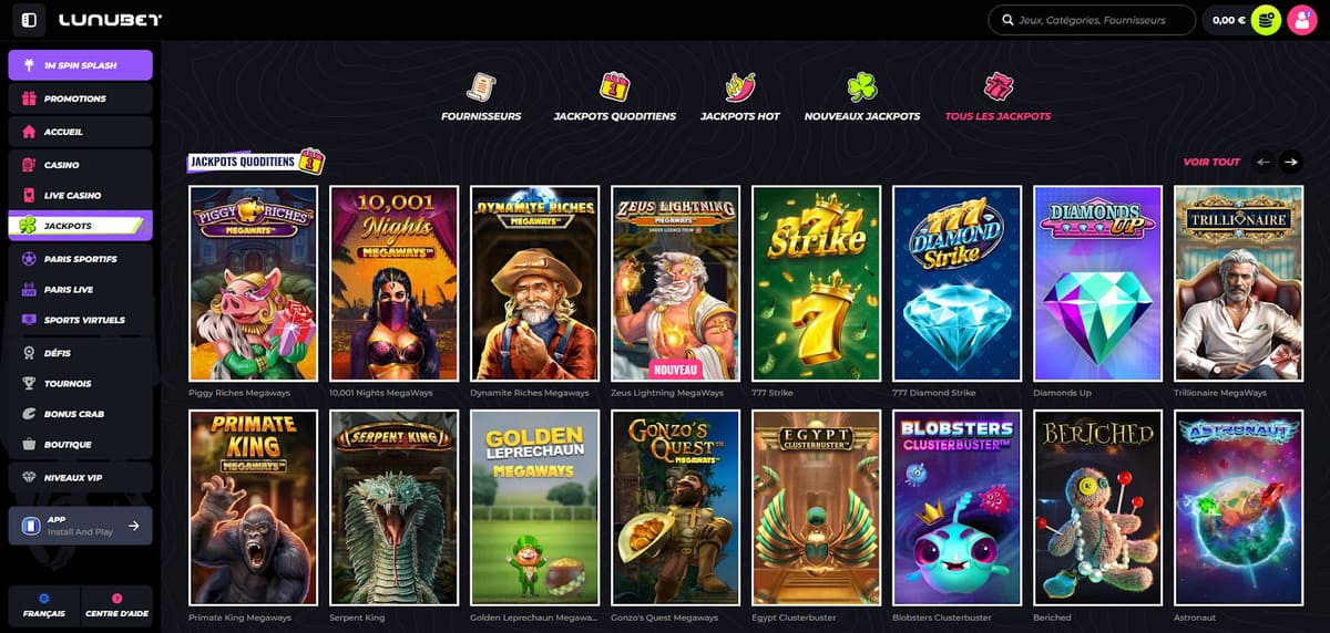 Jackpots Lunubet Casino
