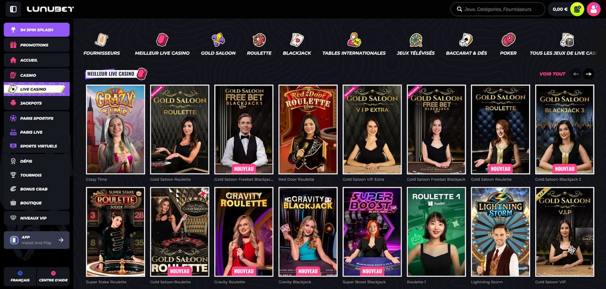 Meilleur live Lunubet Casino