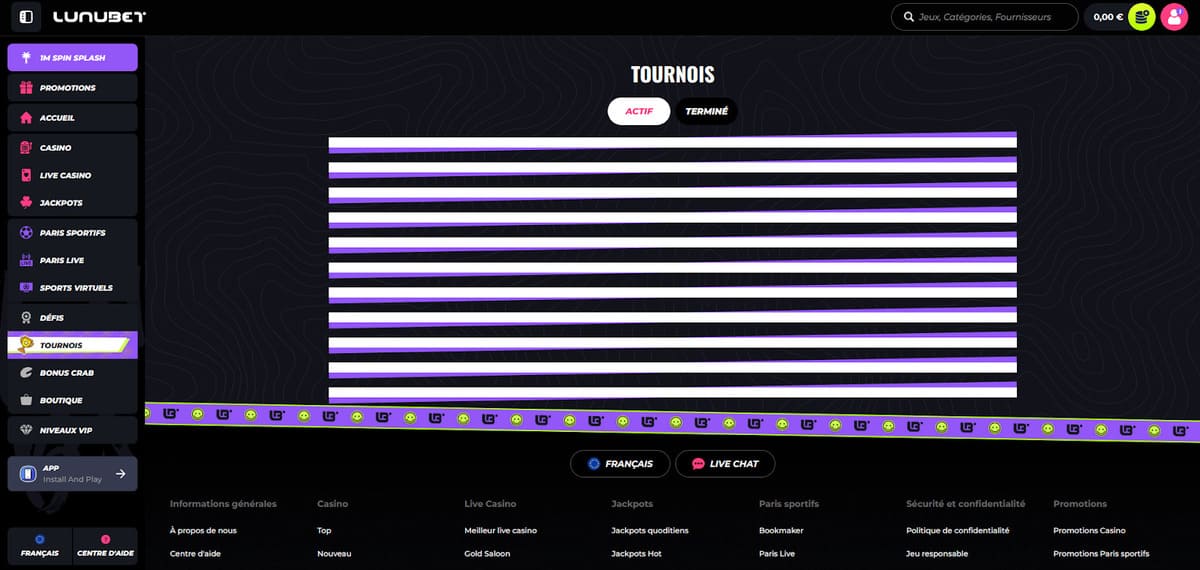 Tournois Lunubet Casino