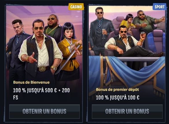 Bonus bienvenue Mafia Casino