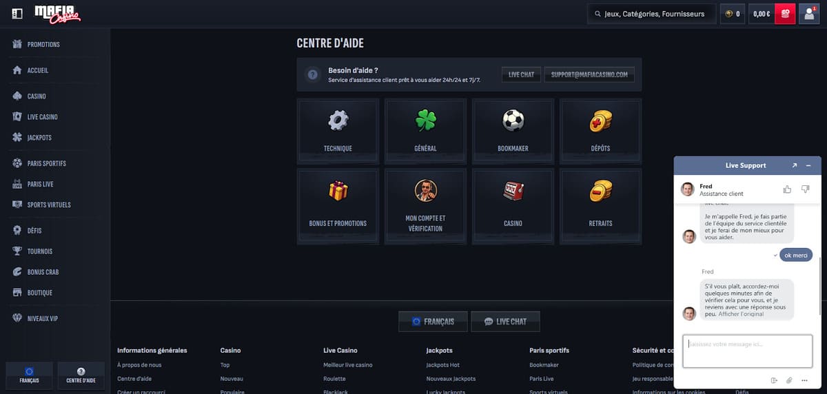 Centre aide Mafia Casino