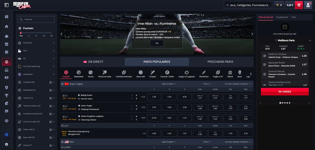 Paris sportifs Mafia Casino