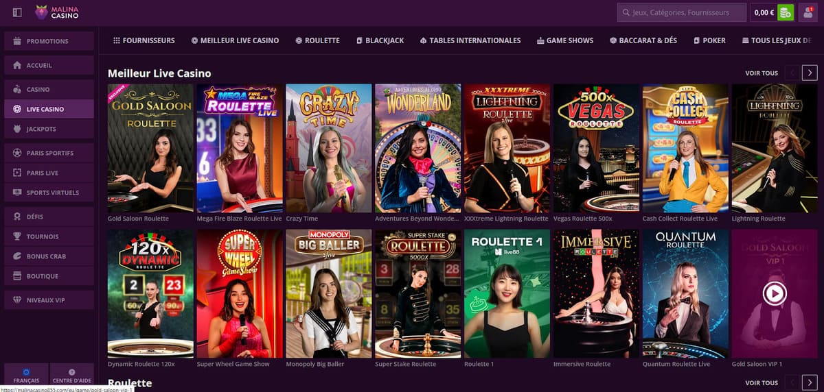 Casino en direct Malina Casino