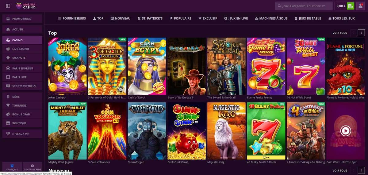 Accueil Malina Casino