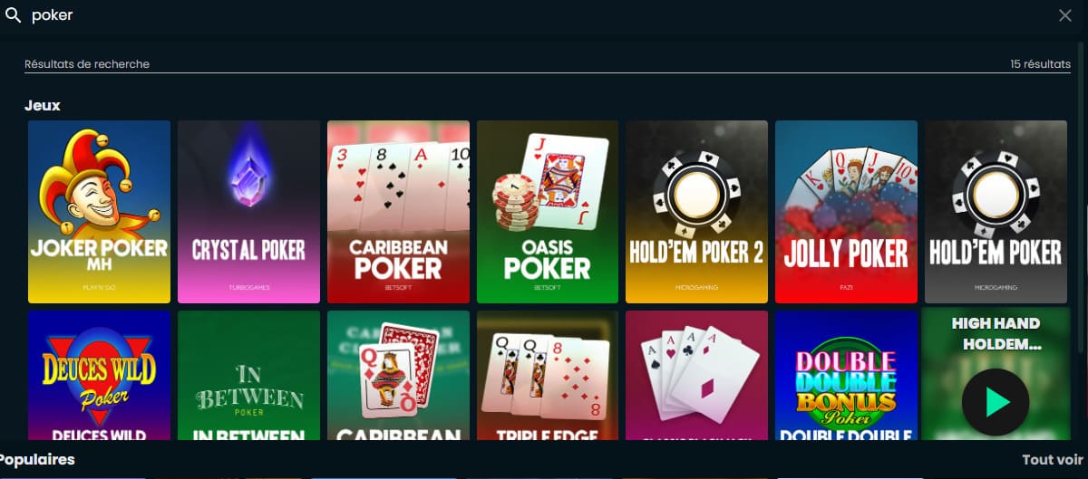 autres jeux Mega Dice Casino
