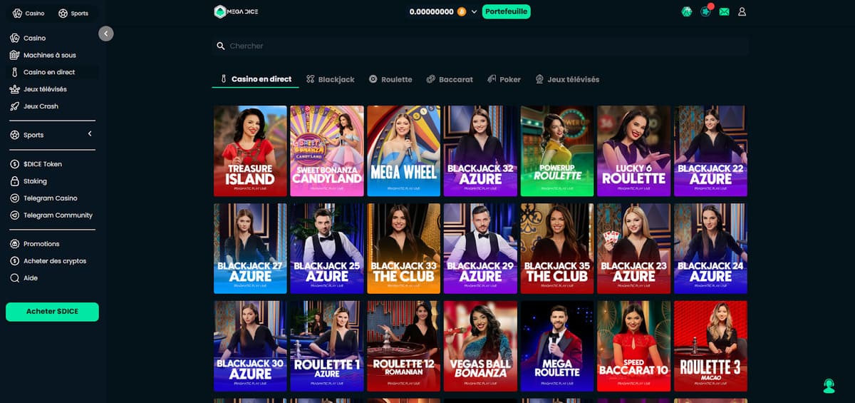 casino en direct Mega Dice Casino