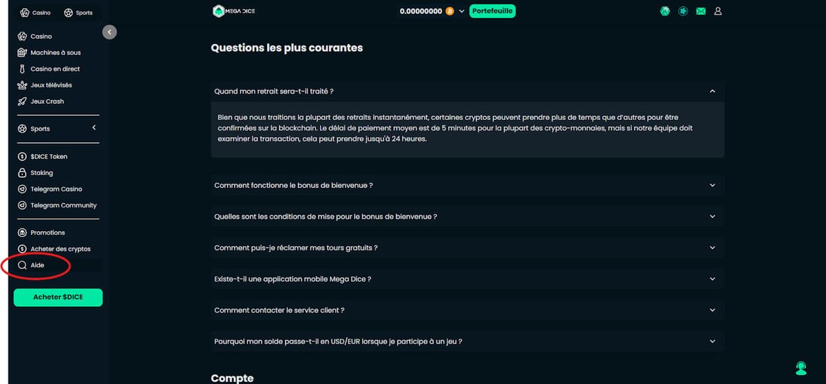 faq Mega Dice Casino