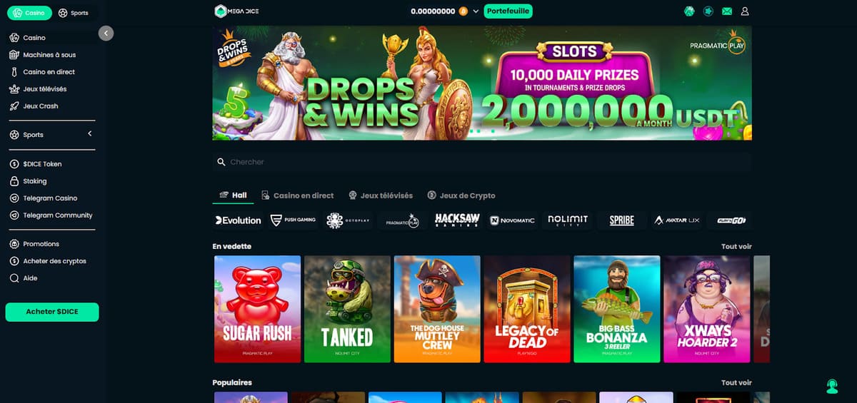 lobby casino Mega Dice Casino