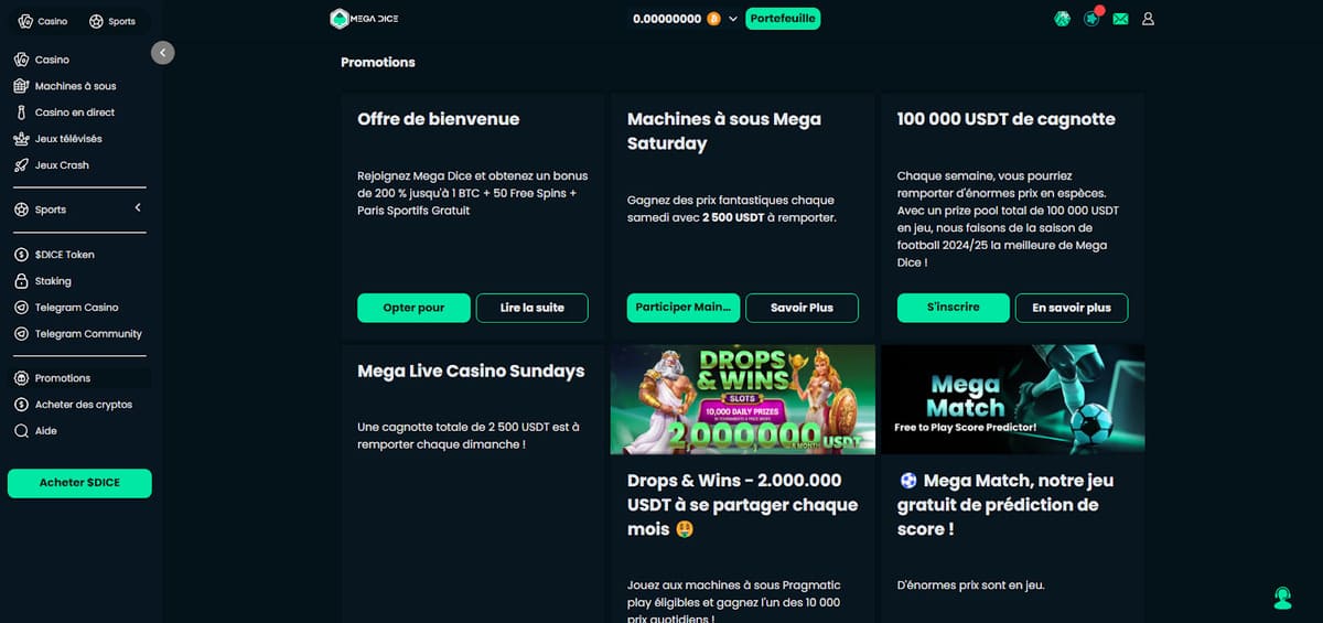 tournois Mega Dice Casino