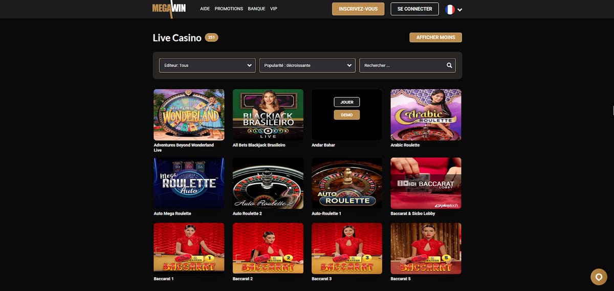 Casino live Mega Win Casino