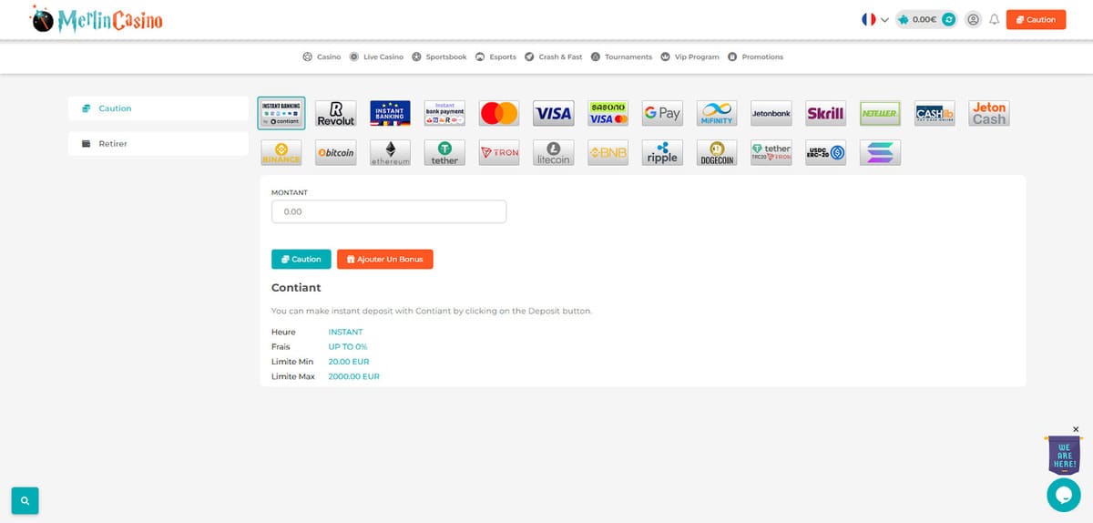 Dépôt Merlin Casino