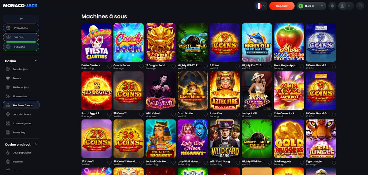 Machines à sous Monaco Jack Casino