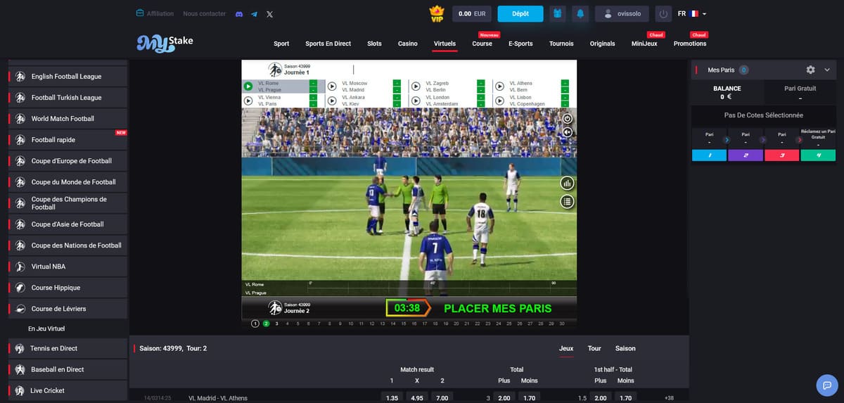 Ligues virtuelles MyStake Casino