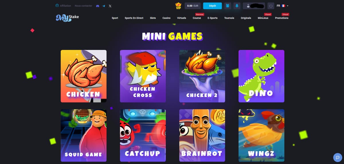 Mini jeux MyStake Casino