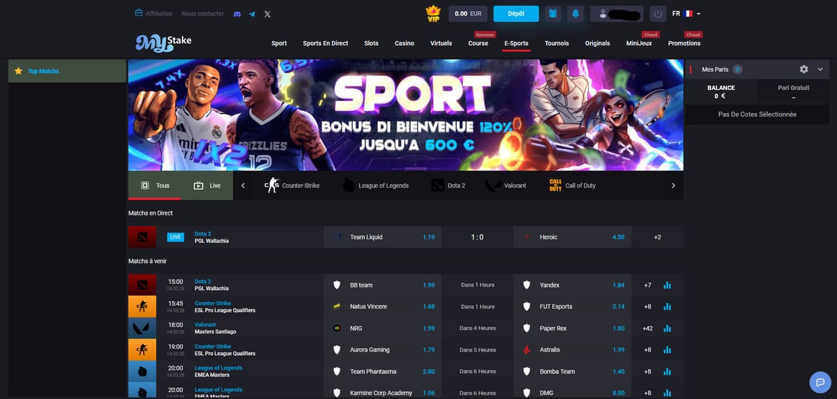 Paris Esports MyStake Casino