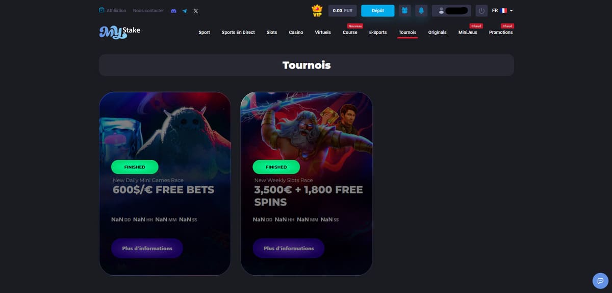 Tournois MyStake Casino