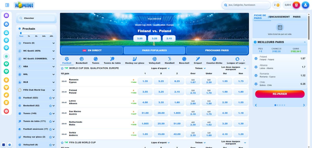 Bookmaker Nomini Casino