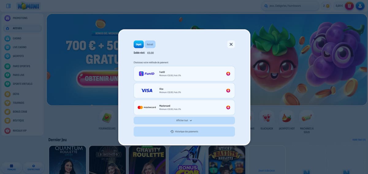 Dépôt Nomini Casino