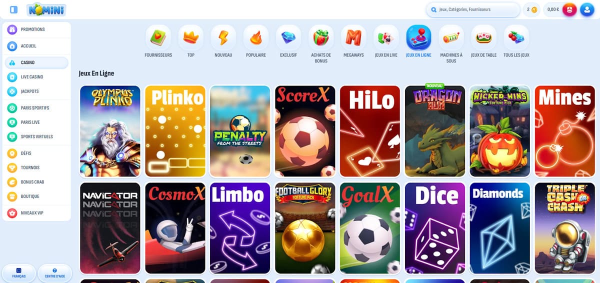 Jeux en ligne Nomini Casino