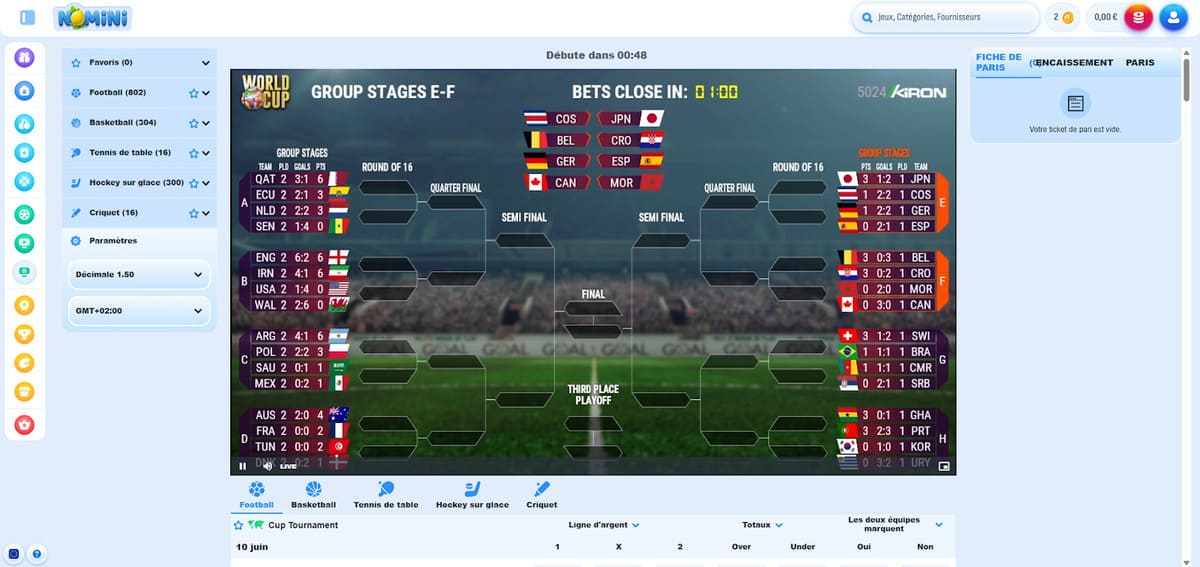 Ligues virtuelles Nomini Casino