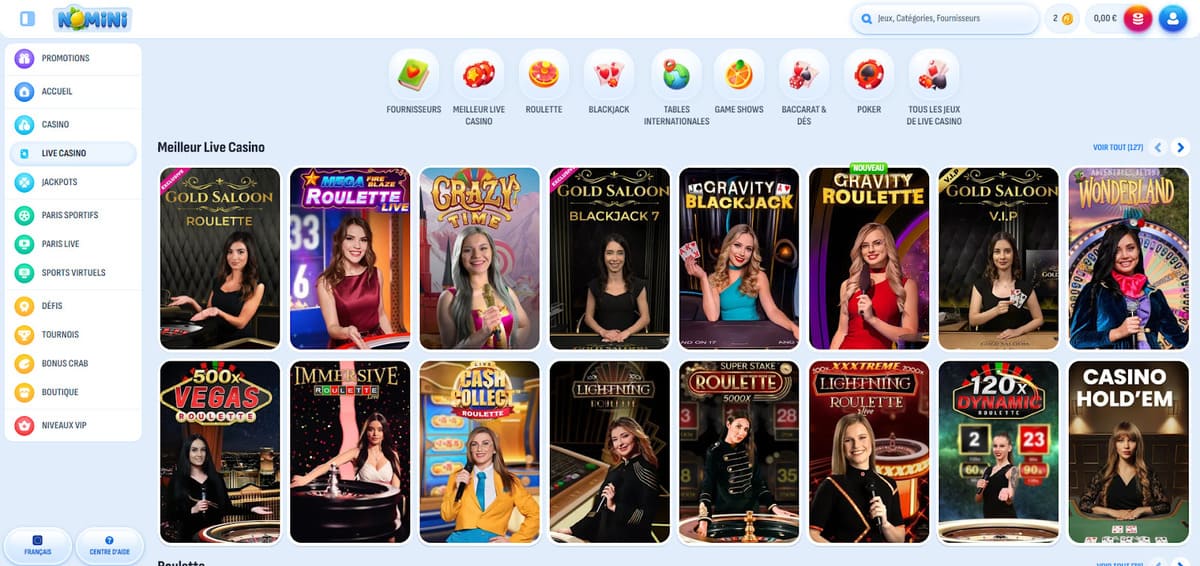 Meilleur live Nomini Casino