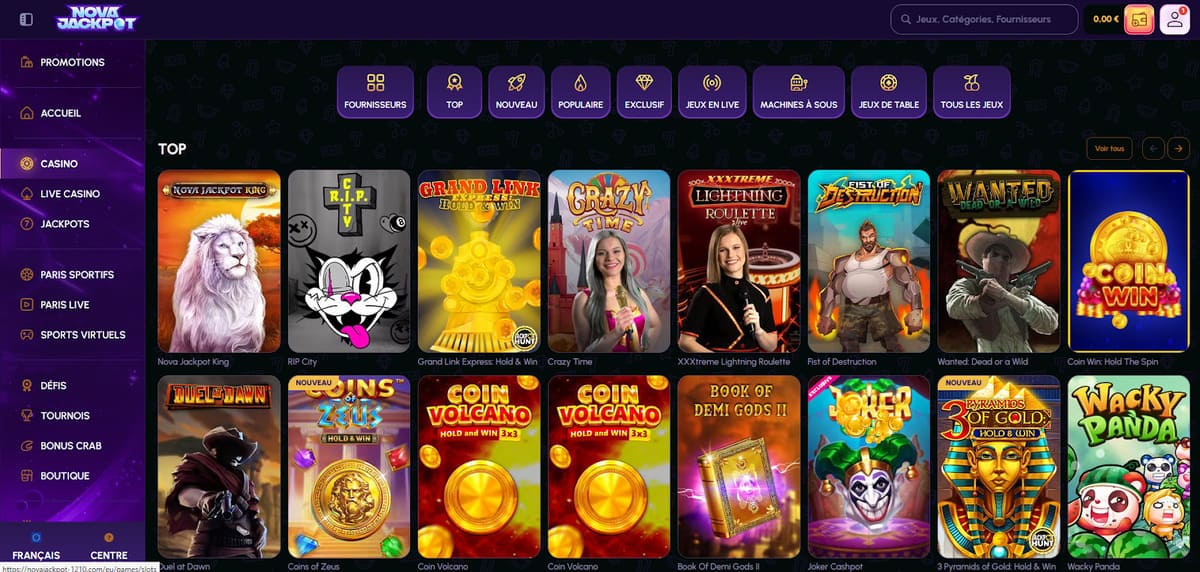 Accueil NovaJackpot Casino