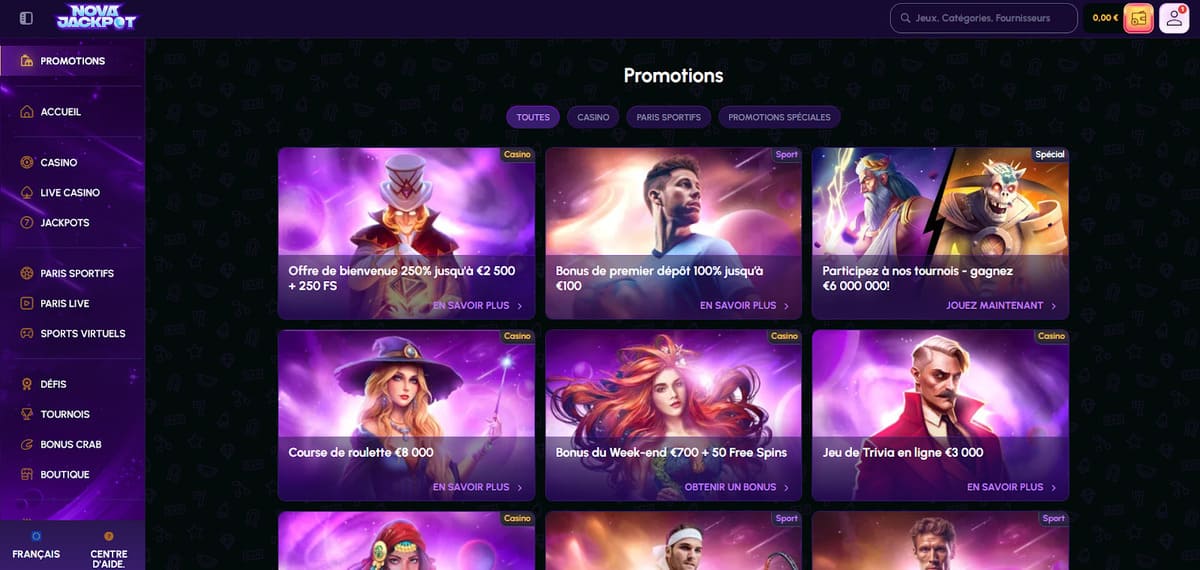 Promotions NovaJackpot Casino