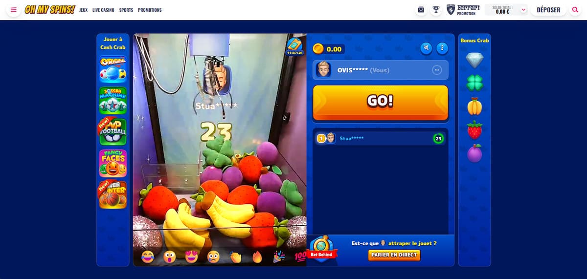 Bonus crab OhMySpins Casino