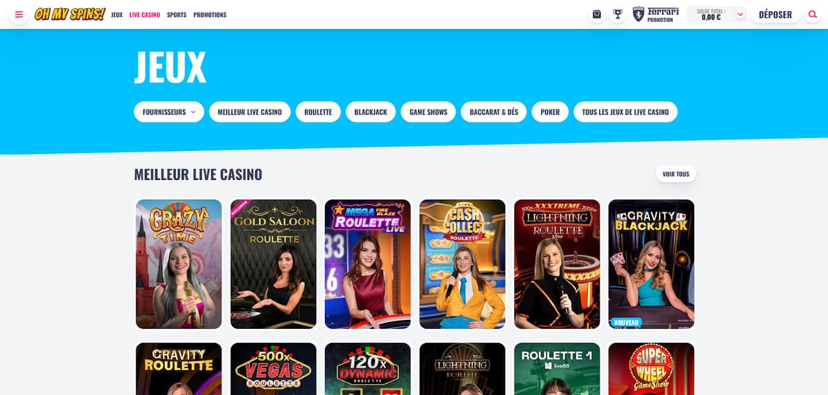 Meilleur live OhMySpins Casino