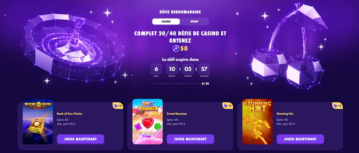 Défis hebdomadaires Polestar casino