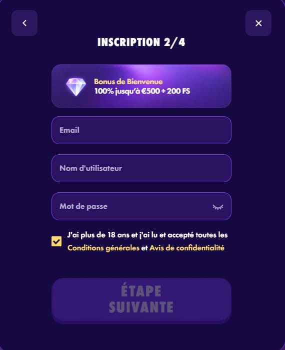 Inscription PoleStar casino