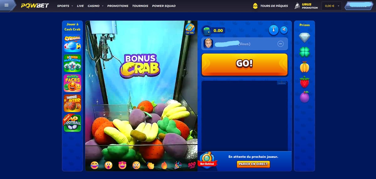 Bonus crab Powbet Casino