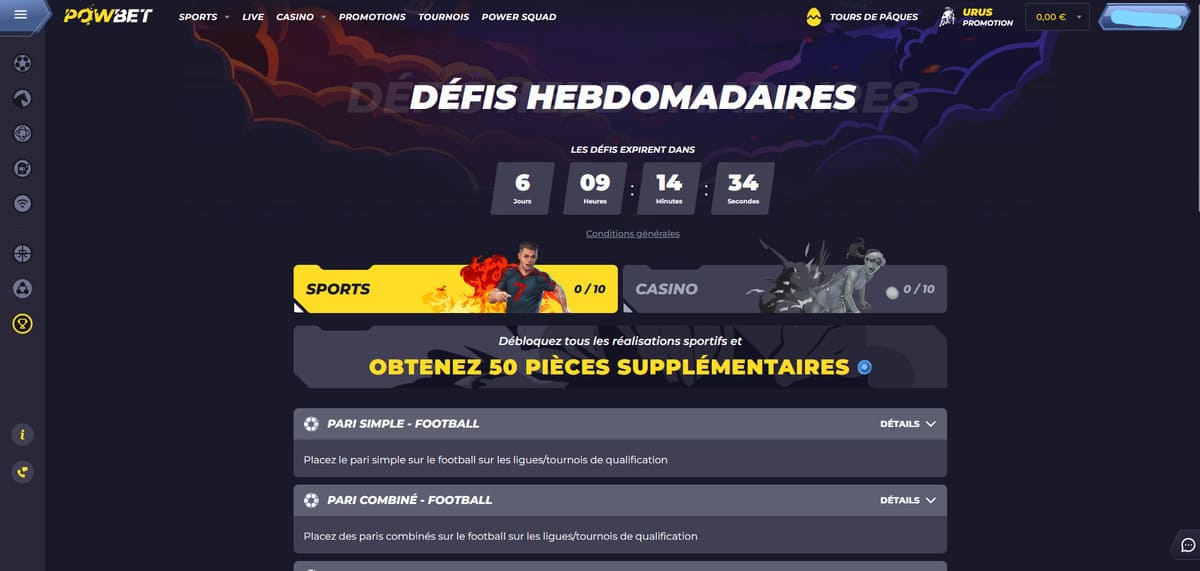 Défis Powbet Casino