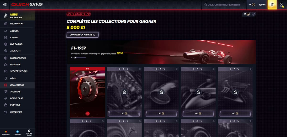 Collection de voitures Quickwin Casino