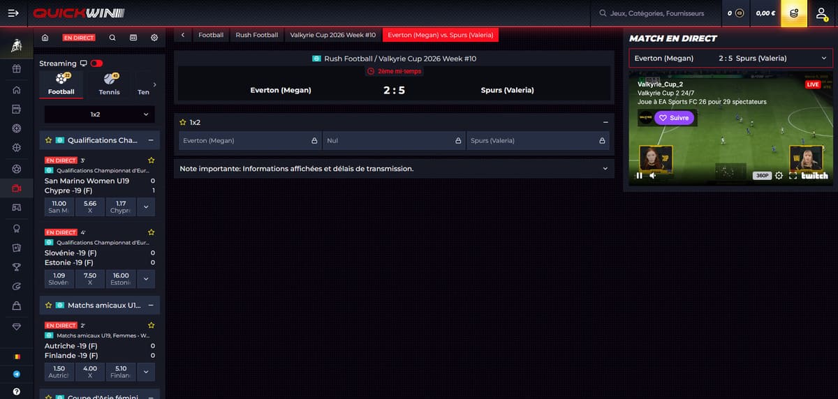 Paris en direct Quickwin Casino