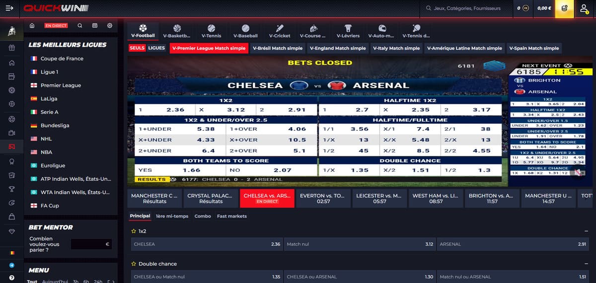 Sports virtuels Quickwin Casino