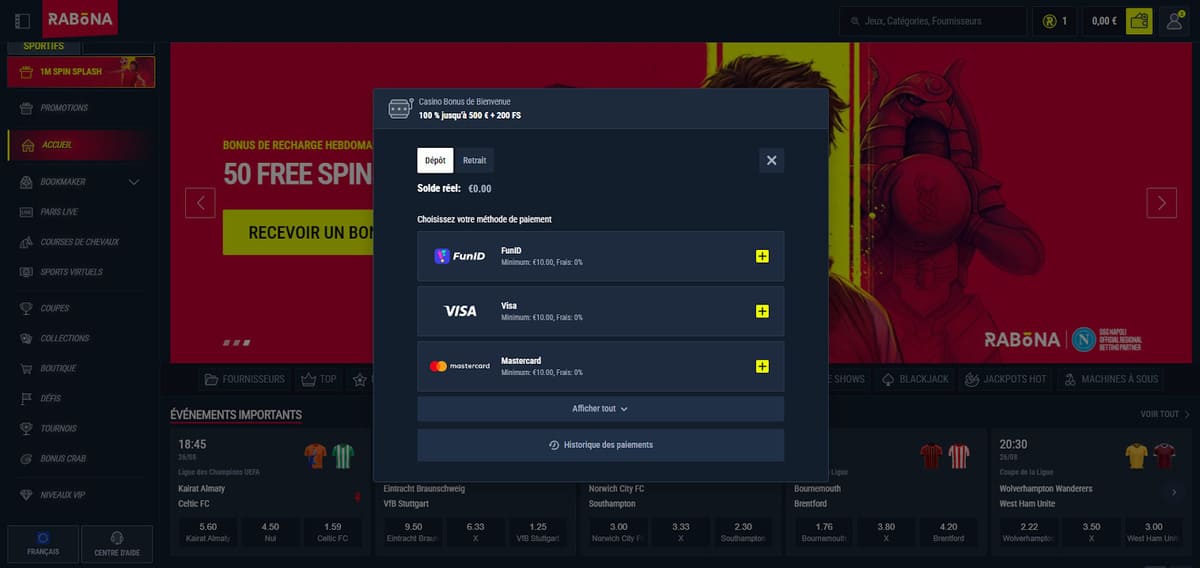 Dépôt Rabona Casino