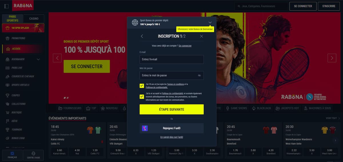 Inscription Rabona Casino