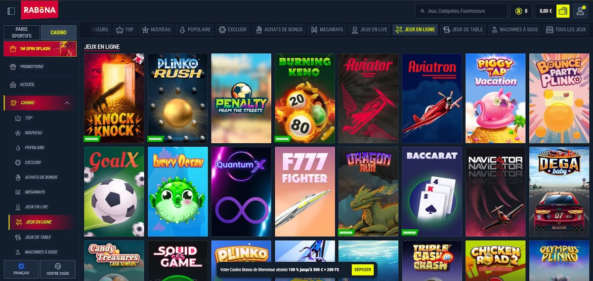 Jeux en ligne Rabona Casino