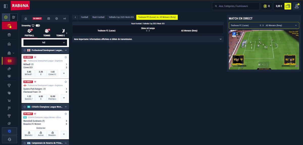 Ligues virtuelles Rabona Casino