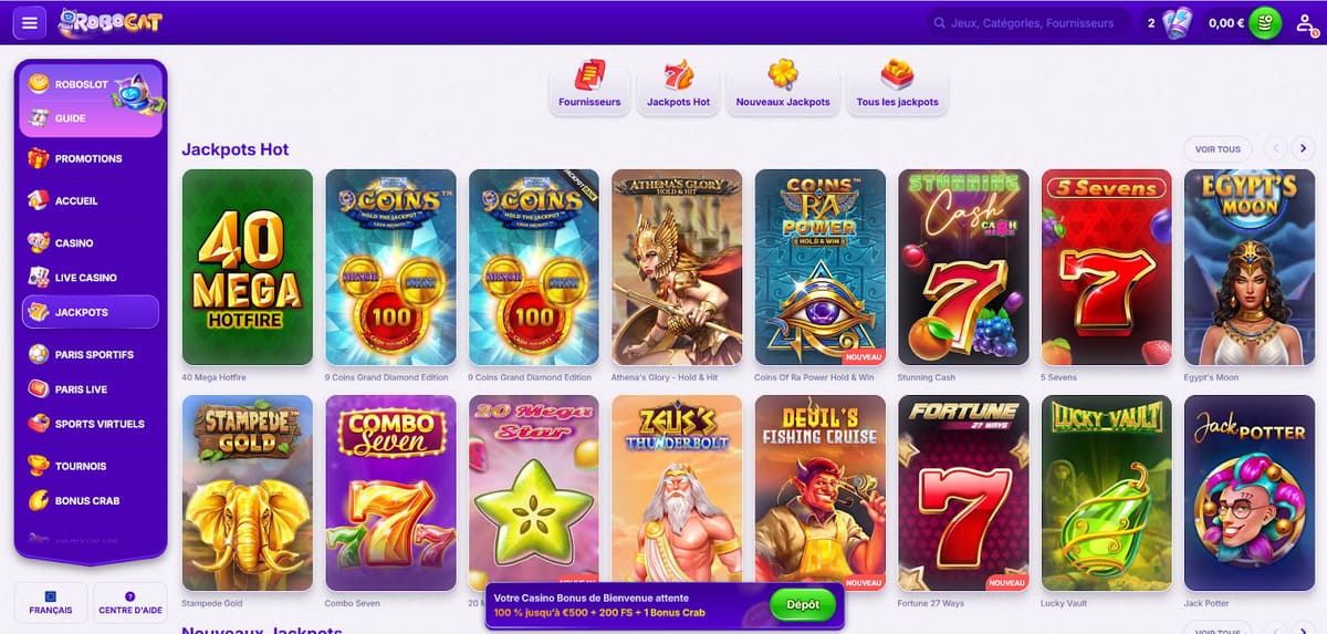 Jackpots Robocat Casino