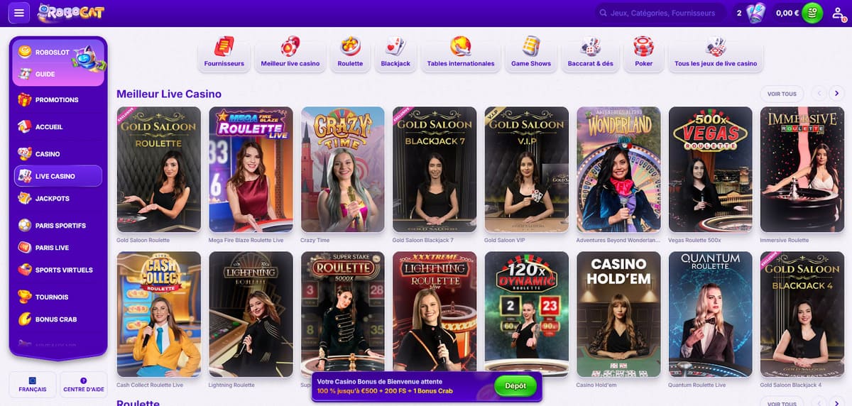 Casino live Robocat Casino