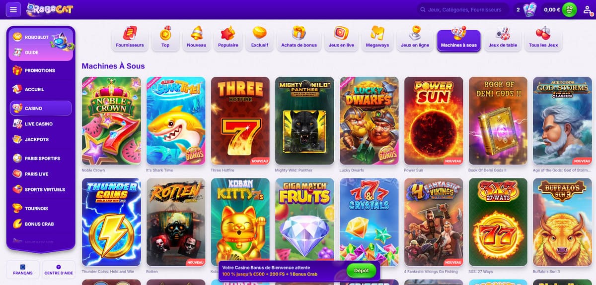Machines à sous Robocat Casino