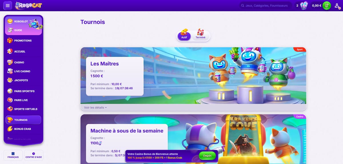 Tournois Robocat Casino
