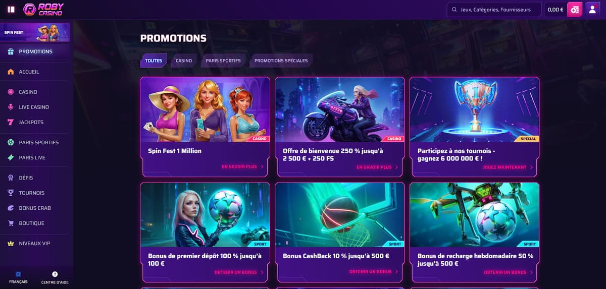 Promotions Roby Casino