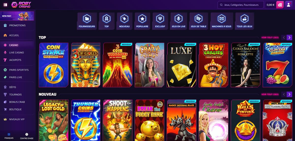 Selection casino Roby Casino