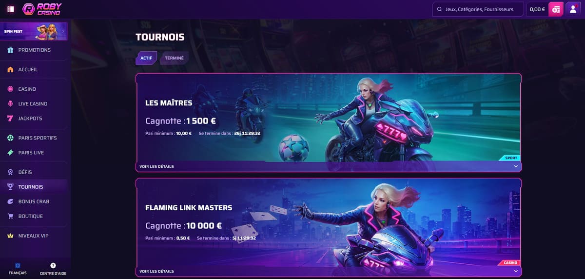 Tournois Roby Casino