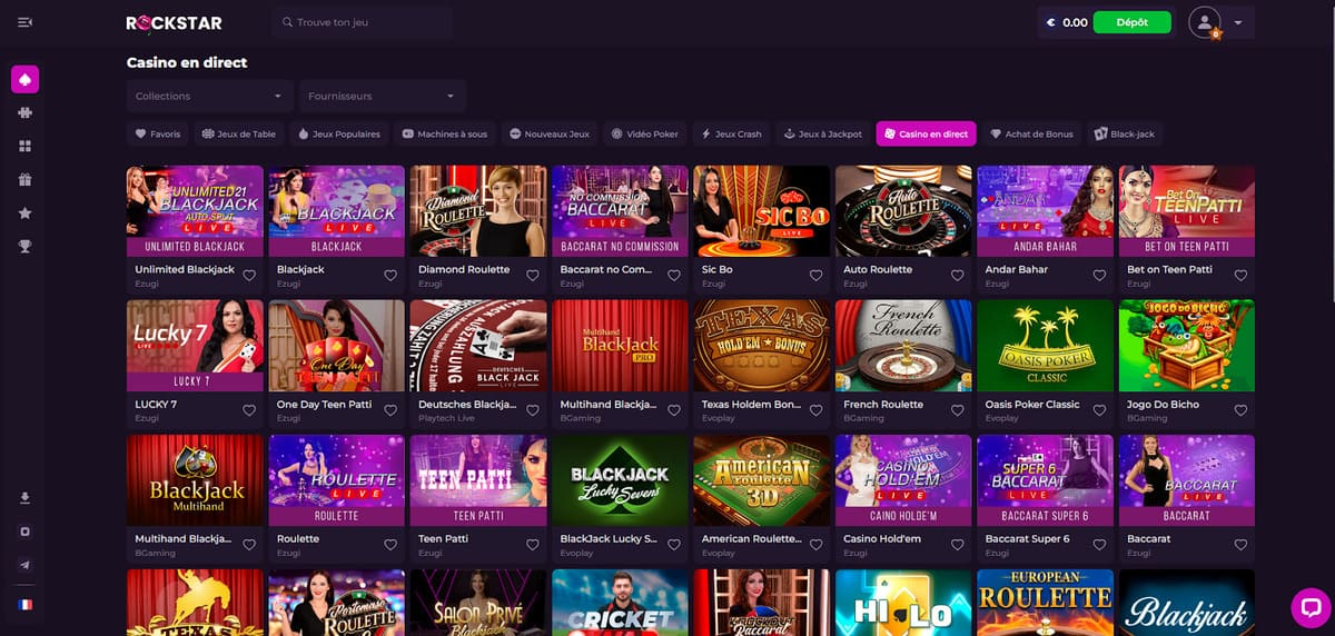 Casino en direct Rockstar Casino