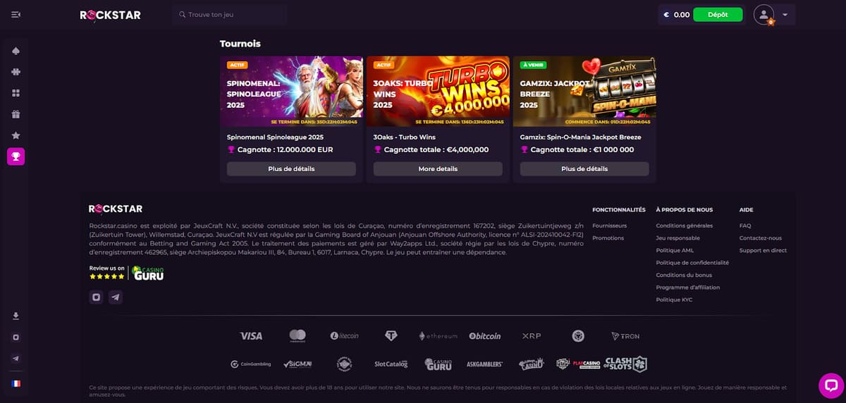Tournois Rockstar Casino