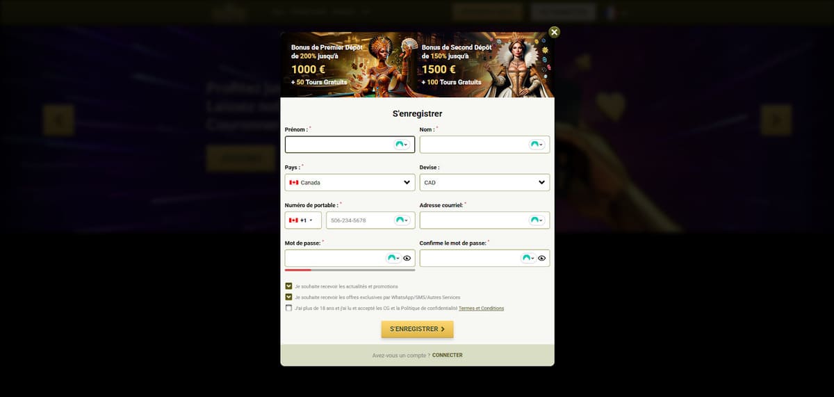 Inscription Royal Vincit Casino